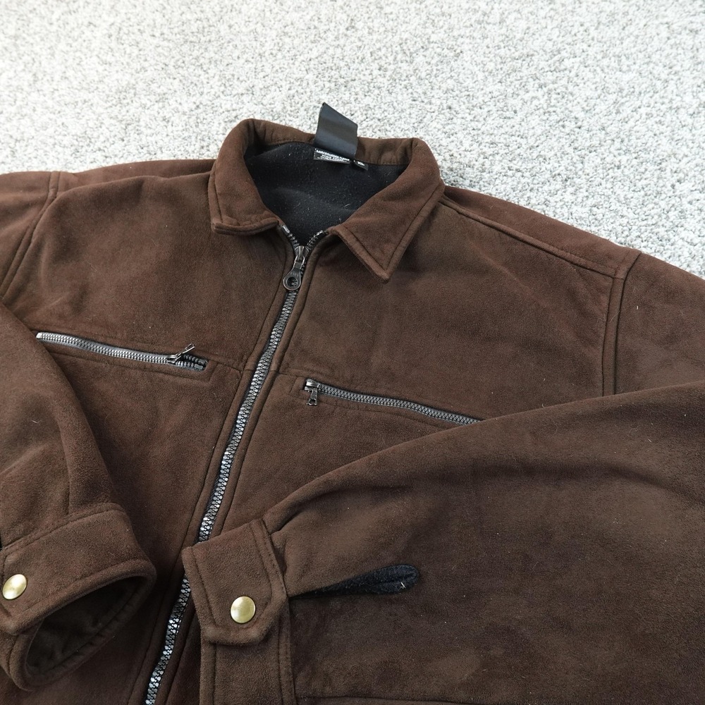 VTG Alf Kuhl Jacket Mens XL Brown Microsuede Fleece Windproof Full Zip Coat Hike